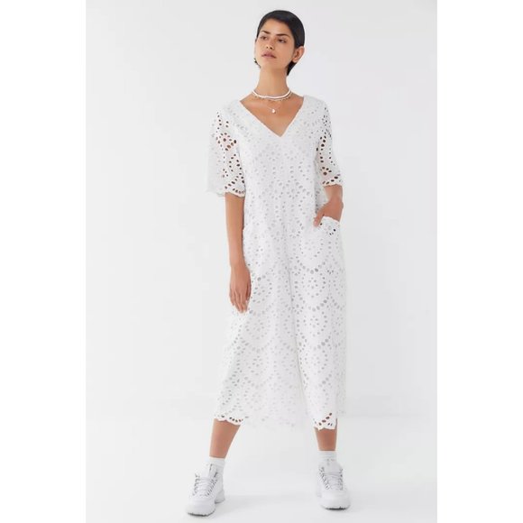 Vetiver Halcyon White Eyelet Wide Leg Jumpsuit Size XS - Picture 3 of 16